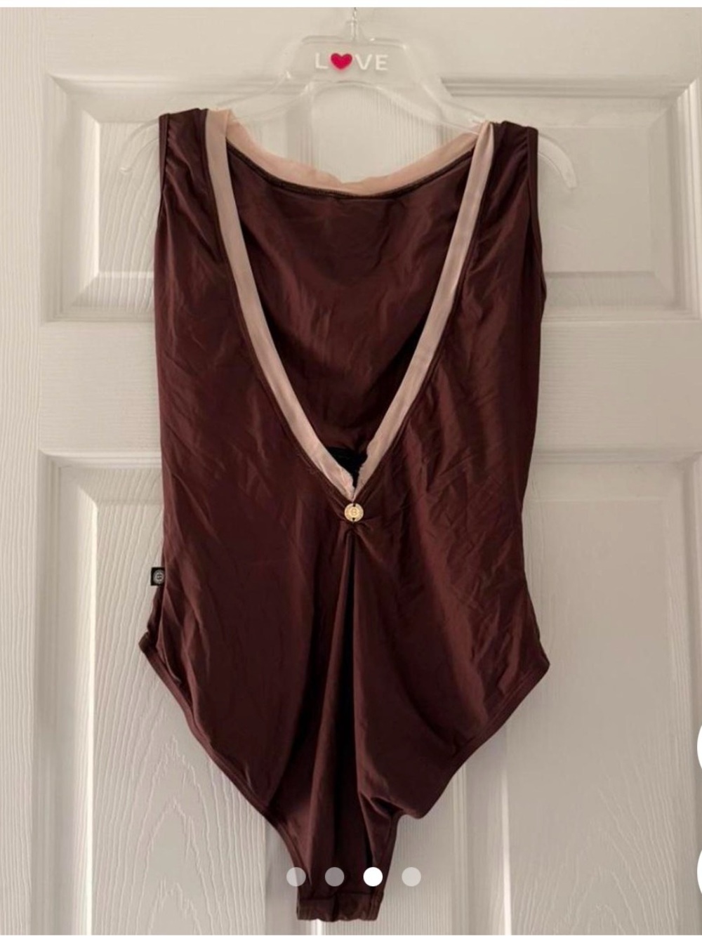 Sleeveless Bodile Leotard Bodysuit with Contrast Neckline
